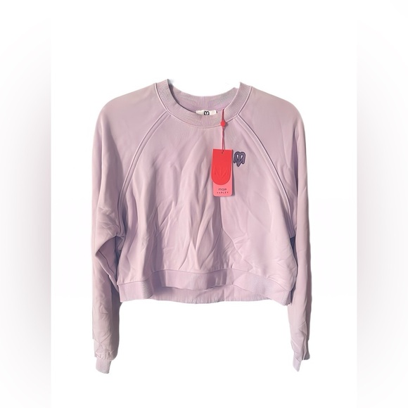 Varley x Maje Mauve Purple Cropped Top Sweatshirt Large - Picture 3 of 8